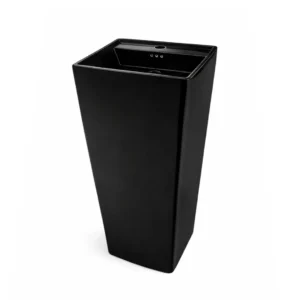 Lavamanos de columna cuadrado negro mate