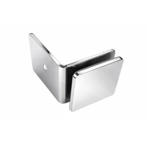 Abrazadera de acero inoxidable para vidrio a 90°