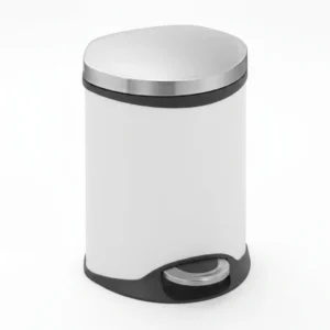 Papelera Ovalada color blanco de 10L en acero inoxidable con tapa y pedal EKO